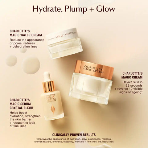 CHARLOTTE'S HYDRATE PLUMP & GLOW SET SKINCARE KIT